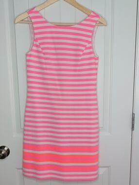 Lilly Pulitzer Pink and White Striped Sleeveless Shift Dress Size XS